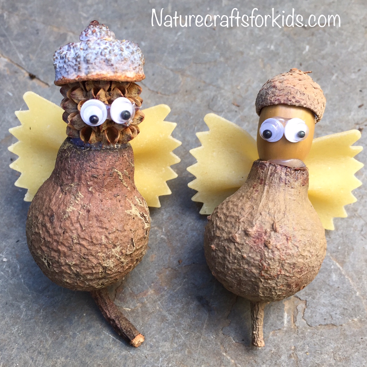 Kids Nature Crafts - Angels made with gumnuts